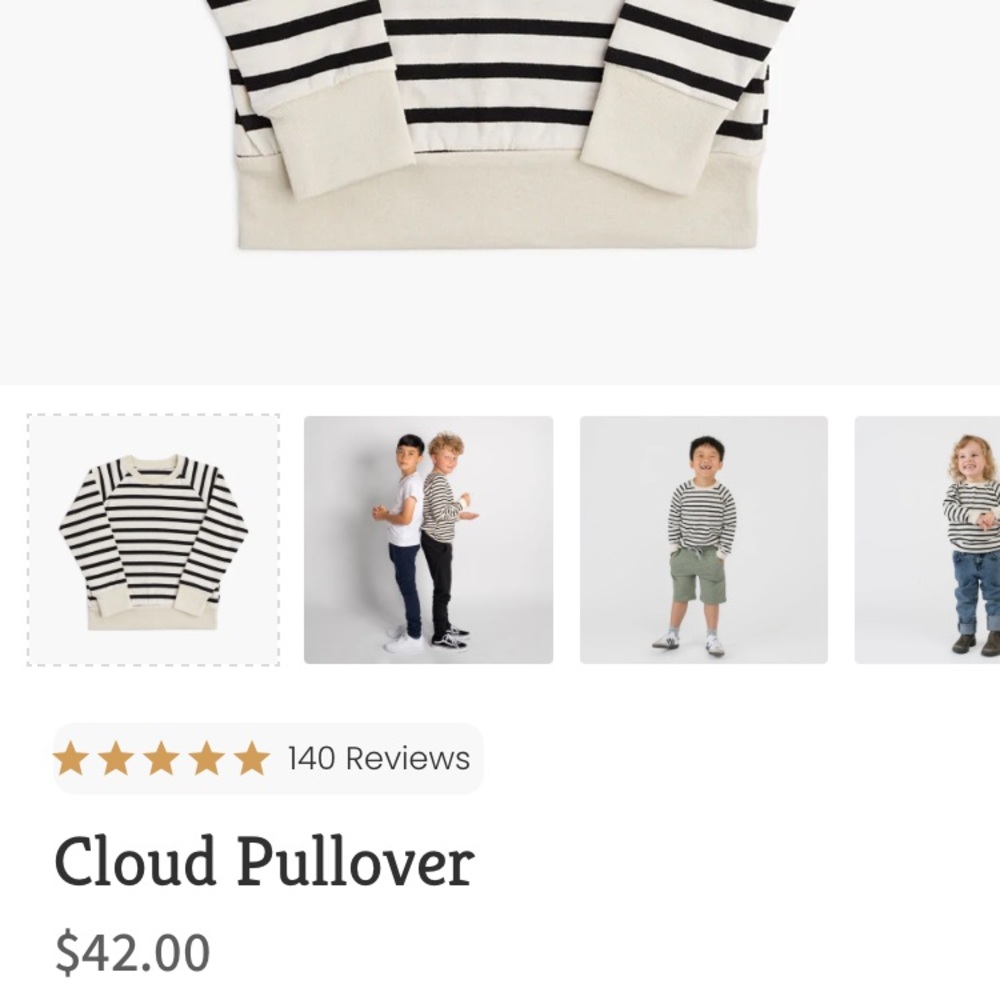 Cloud Pullover Kids Striped Sweatshirt - Cream & Black